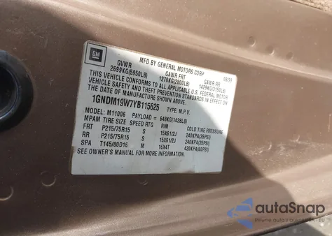 2000 Chevrolet Astro z USA, uszkodzony, nr VIN 1GNDM19W7YB115625